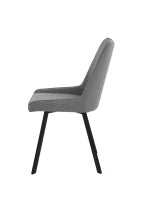 E-STYLO Sedia da pranzo in microfibra grigio scuro con gambe e struttura in metallo nero, 48cm X 60cm H. 87cm.