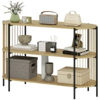 Tavolo Consolle con Corda di Carta Intrecciata a Mano Struttura in Acciaio Stile Bohemio 124x43,5x80 cm Naturale