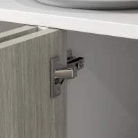 Buffet da cucina mobile da archiviazione 2 armadi con ripiani regolabili, 121 x 37 x 75 cm, bianco e effetto legno grigio