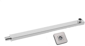 Braccio per soffione doccia quadrato in ottone cromato completo di rosone - 30CM