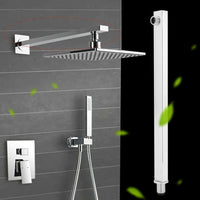 Braccio per soffione doccia quadrato in ottone cromato completo di rosone - 35CM