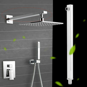 Braccio per soffione doccia quadrato in ottone cromato completo di rosone - 35CM