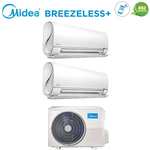 Climatizzatore Condizionatore Midea Dual Split Inverter serie BreezeleSS+ 12+12 con M2OD-18HFN8-Q R-32 Wi-Fi Integrato 12000+12000 - Novità