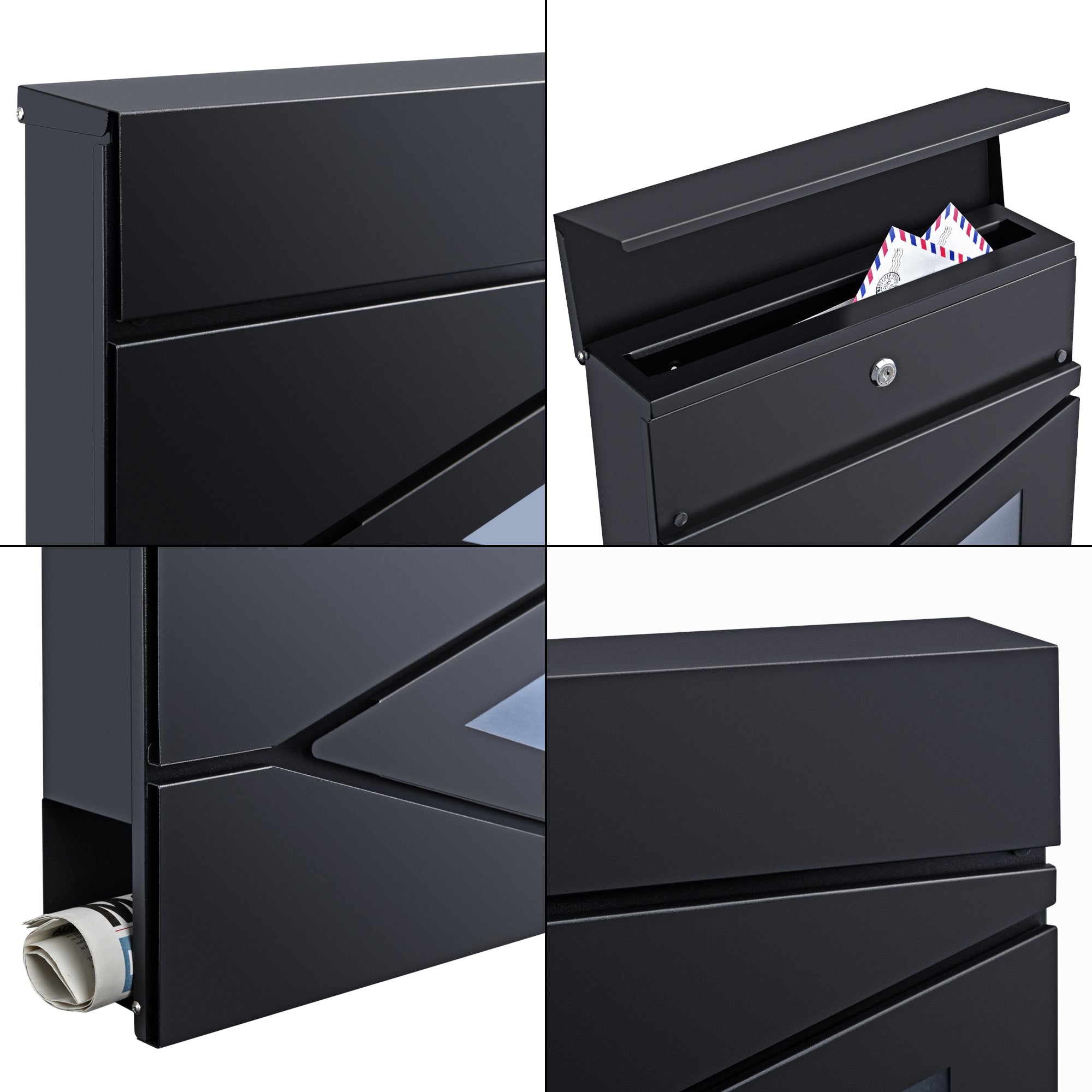 Cassetta Postale Coperta 'Schönburg' in Acciaio - Antracite [en.casa]