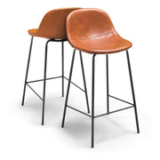 BRISTOL - Coppia di sgabelli di design in leatherette cuoio