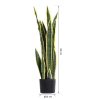 Sanseveria Artificiale Pianta Finta Realistica con Vaso,  Ø15cm x 80cm, Verde e Giallo