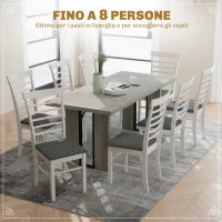 Tavolo da Pranzo in Stile Industriale per 8 Persone max, in Legno e Acciaio, 180x80x75 cm, Grigio