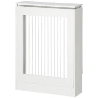 Copritermosifone a Doghe Moderno ed Elegante per la Casa, in MDF e Acciaio, 60x18x84cm, Bianco