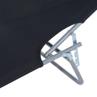 Lettino Prendisole da Giardino Pieghevole e Regolabile con Tettuccio in Tessuto Nero, 187x58x50 cm