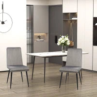 Set 2 Sedie da Cucina Imbottite e Salvaspazio con Gambe in Acciaio, 43x58x90 cm, Grigio e Nero