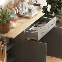 Buffet cucina, mobile cucina con 2 armadi, cassetto, ripiani a portata di mano ed ripiano regolabile, 105x40x83cm, grigio