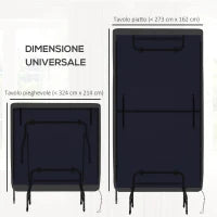 Copertura Tavolo da Ping Pong 257x153x5 cm in Polietilene Nero con Fibbie e Cerniere incluse