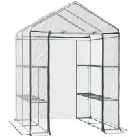 Serra da Giardino Esterno in PVC Trasparente, Serra da Balcone con Scaffali per Piante Orto 1.43 x 1.43 x 1.95m