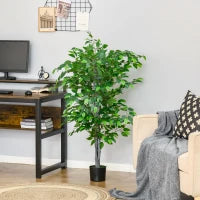 Pianta Artificiale di Ficus Alta 135cm con Vaso per Interno ed Esterno, Verde