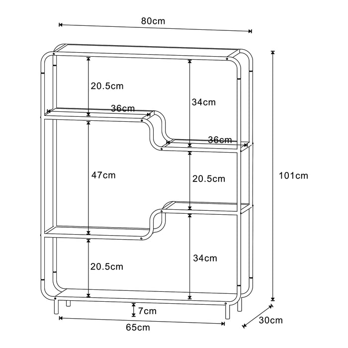 Scaffale Basso Kristiansand con 6 Piani di Appoggio - Effetto Rovere / Nero [en.casa]