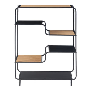 Scaffale Basso Kristiansand con 6 Piani di Appoggio - Effetto Rovere / Nero [en.casa]