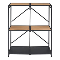 Scaffale Pieghevole Telemark a 3 Piani - Effetto Rovere / Nero [en.casa]