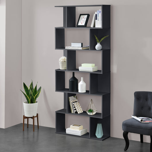 Libreria Borrby Scaffale da Terra 192 x 80 x 24 cm Grigio scuro [en.casa]