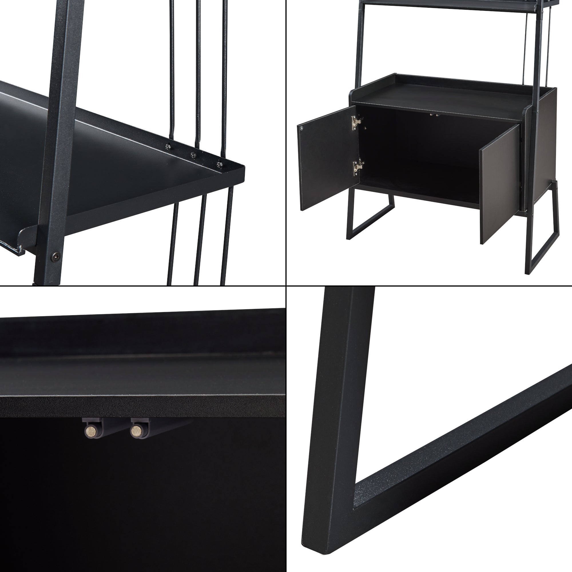 Scaffale a Scala Storfjord 183,5 x 80 x 40 cm con Armadietto - Nero [en.casa]