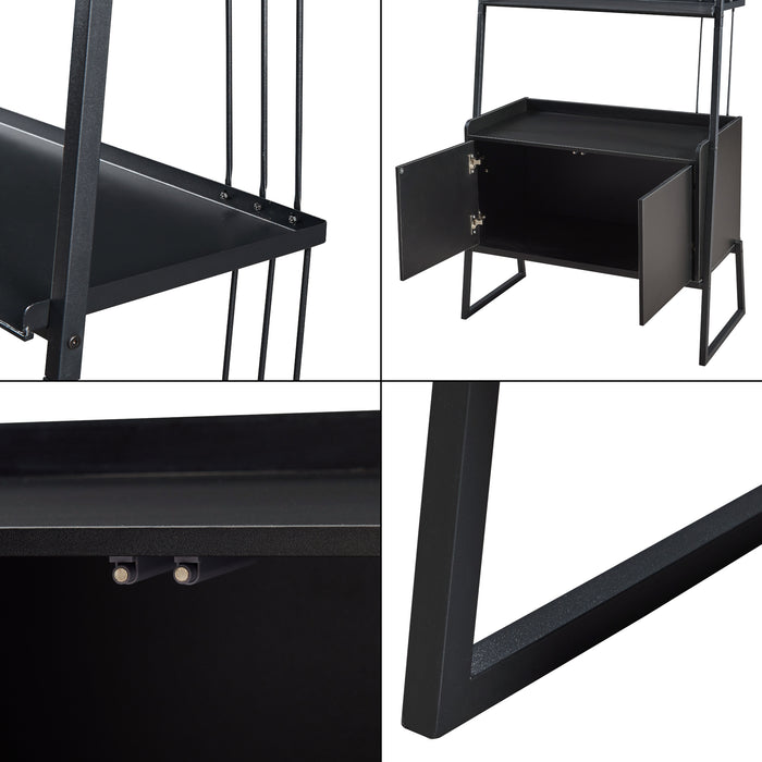 Scaffale a Scala Storfjord 183,5 x 80 x 40 cm con Armadietto - Nero [en.casa]