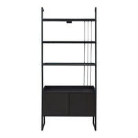 Set Storfjord Composto di Scrivania con Ripiani in Alto Scaffale a 5 Ripiani e Scaffale con Armadietto - Nero [en.casa]