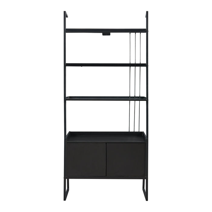 Set Storfjord Composto di Scrivania con Ripiani in Alto e 3 Scaffali a Scala - Nero [en.casa]