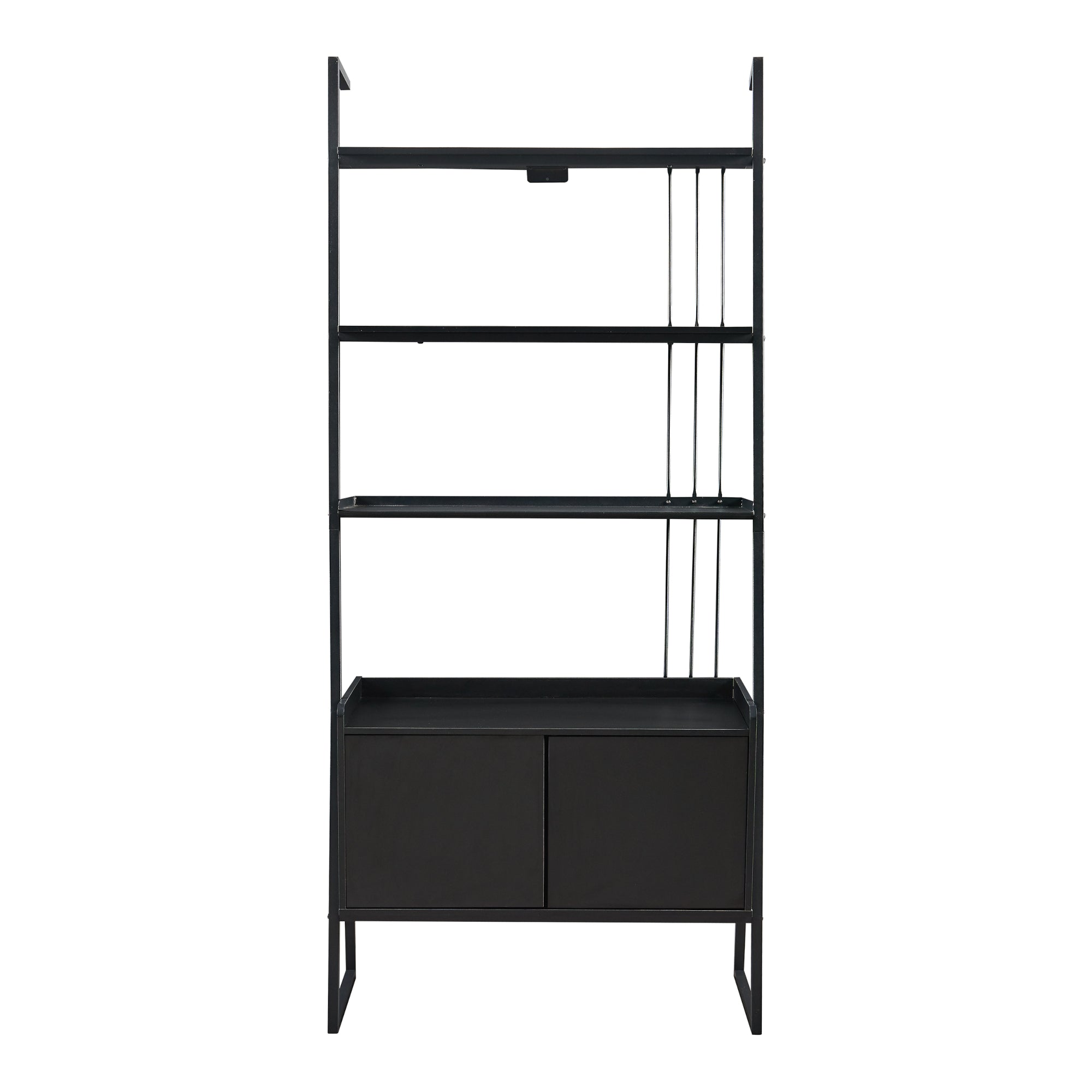 Scaffale a Scala Storfjord 183,5 x 80 x 40 cm con Armadietto - Nero [en.casa]