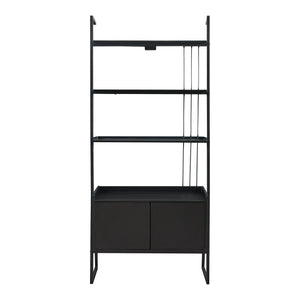 Scaffale a Scala Storfjord 183,5 x 80 x 40 cm con Armadietto - Nero [en.casa]