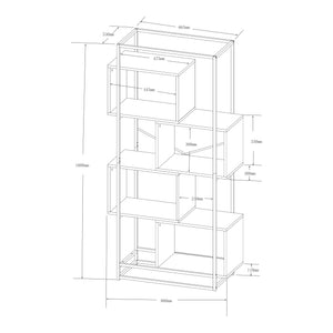 Libreria Rennebu con 4 Scomparti Aperti - Effetto Rovere / Nero [en.casa]