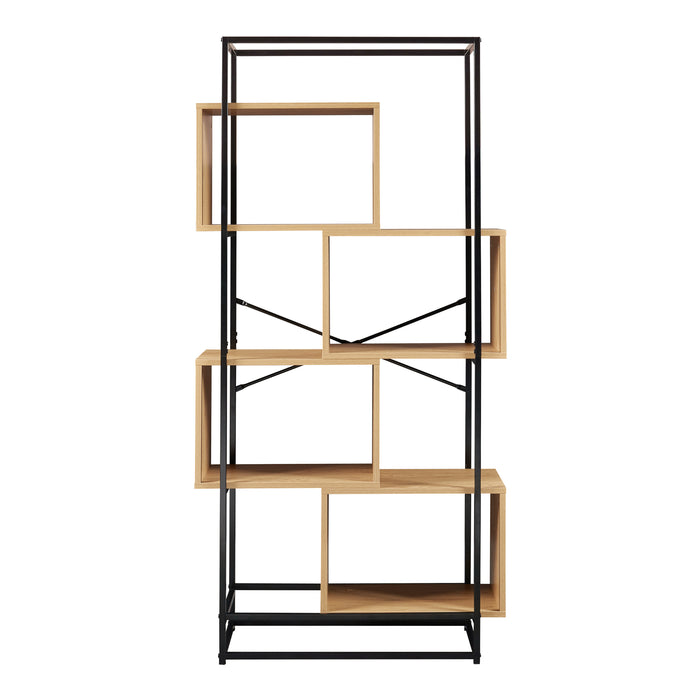 Libreria Rennebu con 4 Scomparti Aperti - Effetto Rovere / Nero [en.casa]