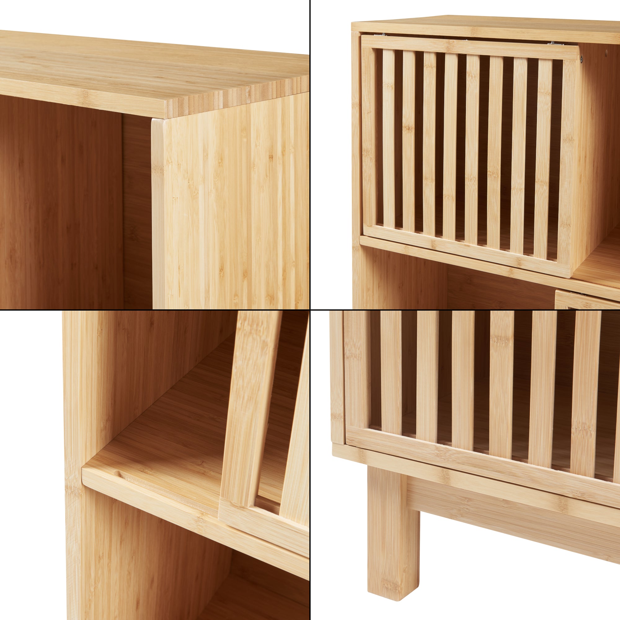 Libreria Bassa Ypäjä in Bambù con Sportelli Scorrevoli 126x76x33 cm [en.casa]