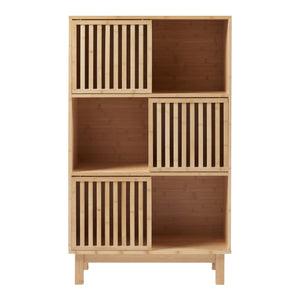 Libreria Bassa Ypäjä in Bambù con Sportelli Scorrevoli 126x76x33 cm [en.casa]