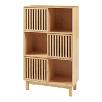 Libreria Bassa Ypäjä in Bambù con Sportelli Scorrevoli 126x76x33 cm [en.casa]