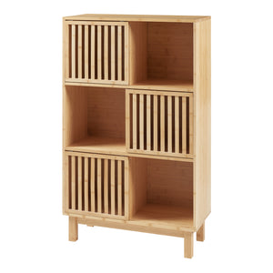 Libreria Bassa Ypäjä in Bambù con Sportelli Scorrevoli 126x76x33 cm [en.casa]