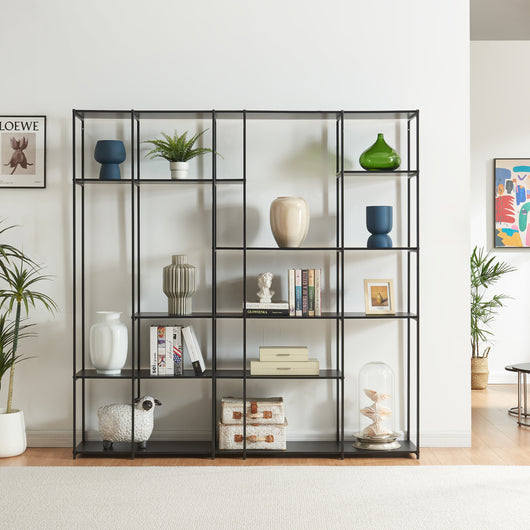 Scaffale da Terra Rælingen Libreria con Ripiani Aperti 180x180x33 cm Nero [en.casa]