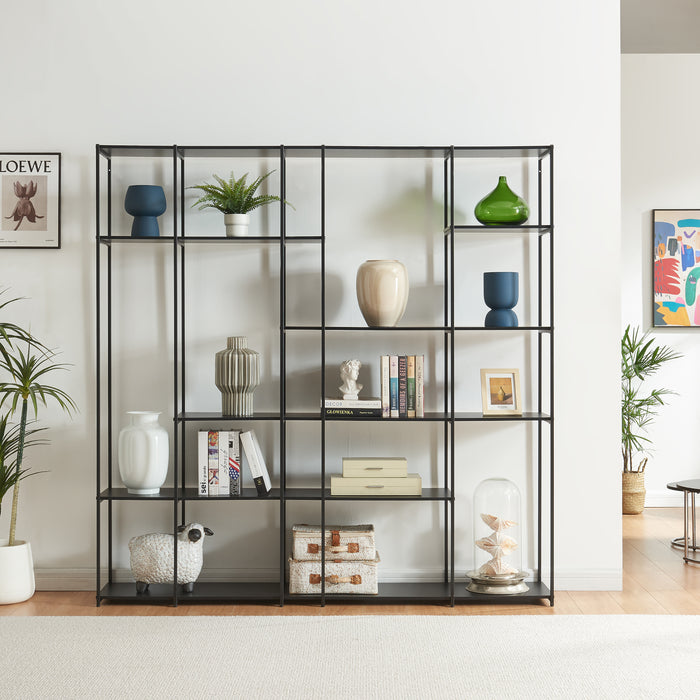 Scaffale da Terra Rælingen Libreria con Ripiani Aperti 180x180x33 cm Nero [en.casa]