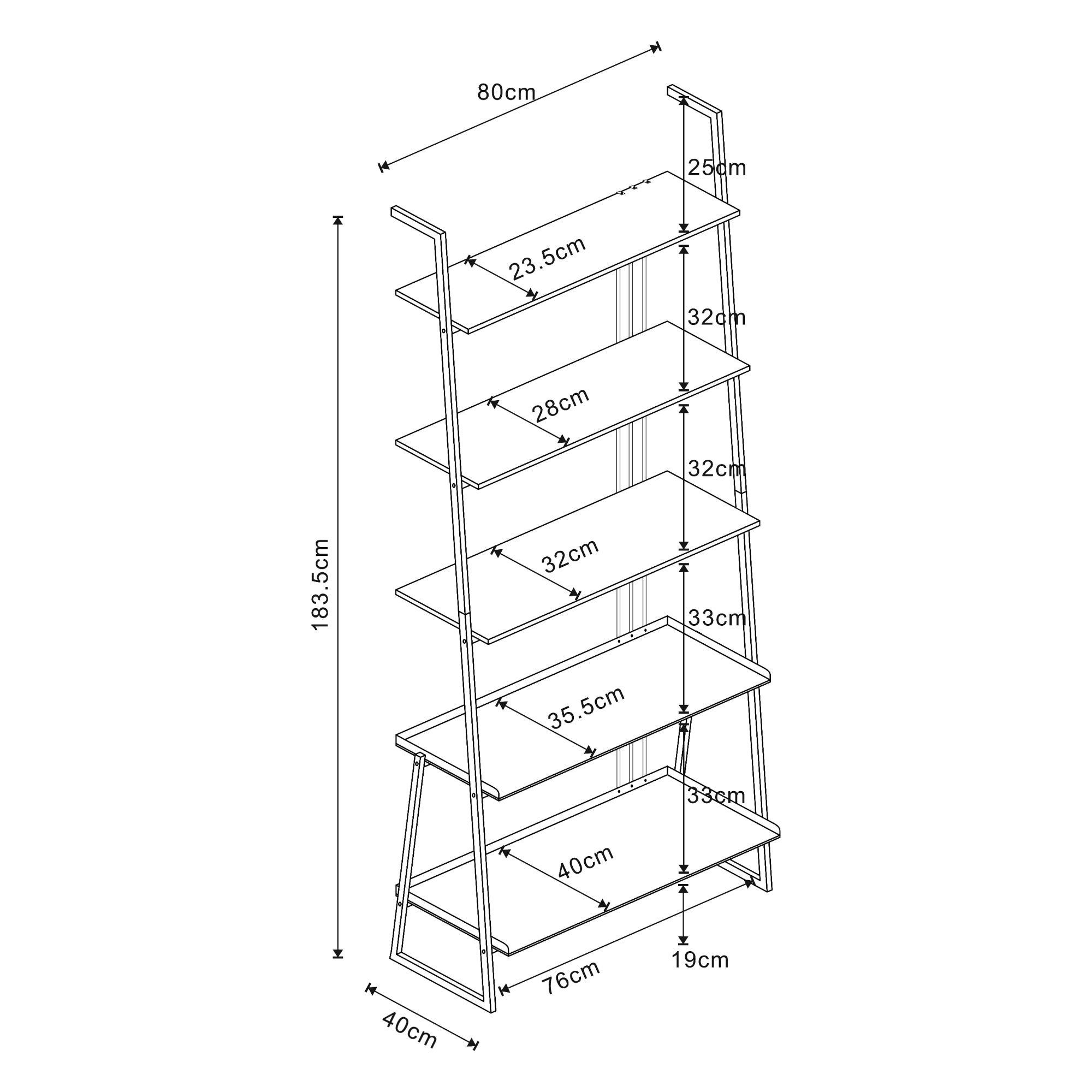 Set Storfjord Composto di 3 Scaffali a Scala - Nero [en.casa]