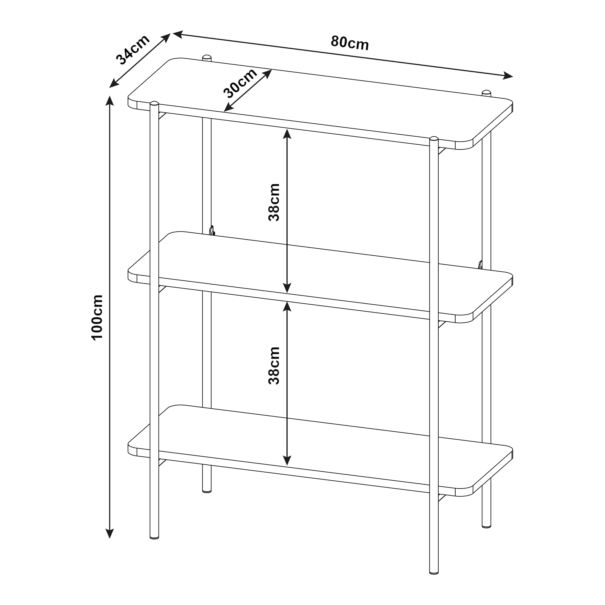 Scaffale Samnanger Libreria a 3 Ripiani - Nero [en.casa]