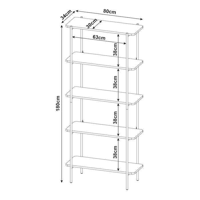 Scaffale Samnanger Libreria a 5 Ripiani - Nero [en.casa]