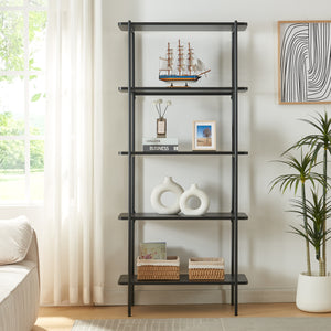 Scaffale Samnanger Libreria a 5 Ripiani - Nero [en.casa]