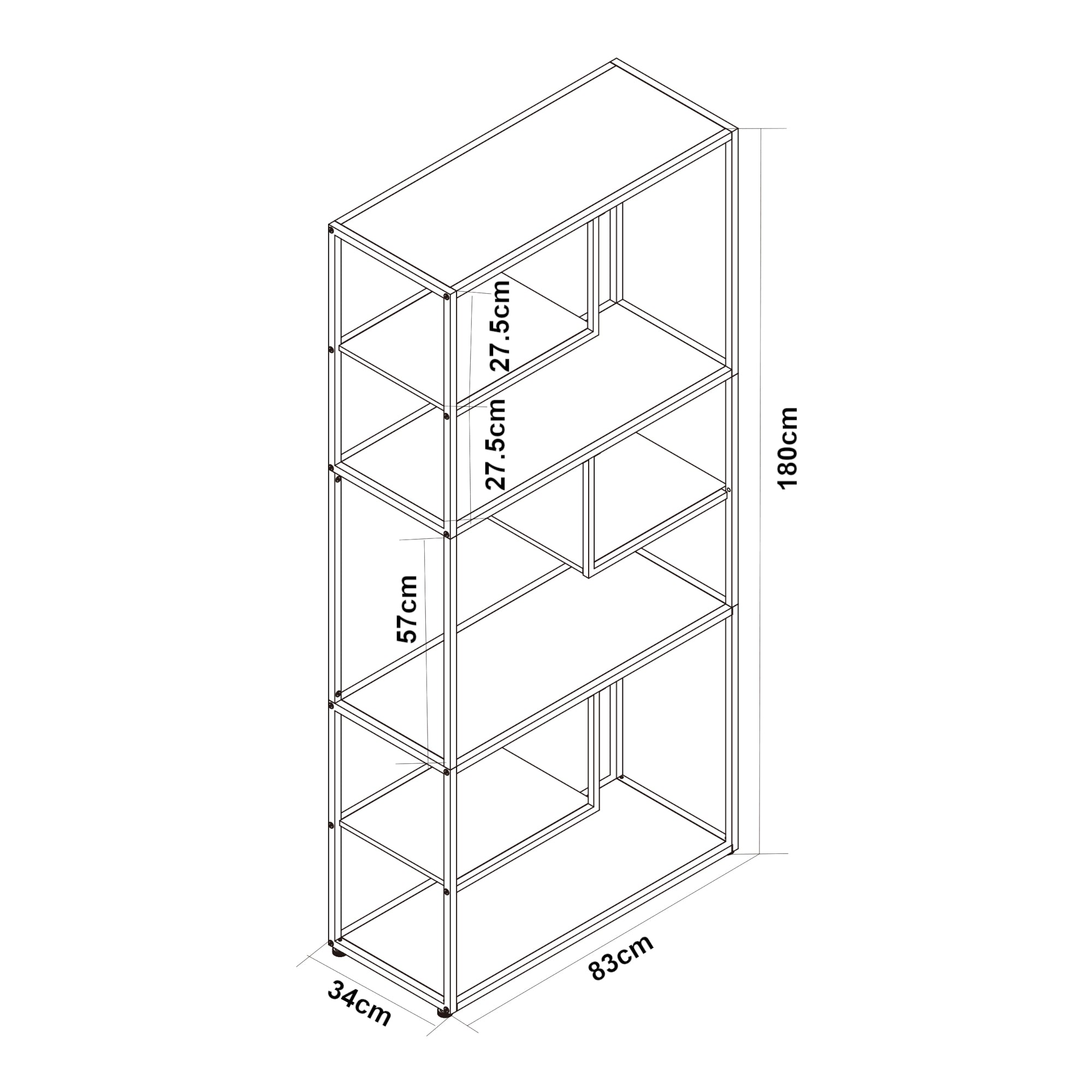 Scaffale da Terra Østre Libreria Alta 180x83x34 cm Nero / Effetto Noce [en.casa]