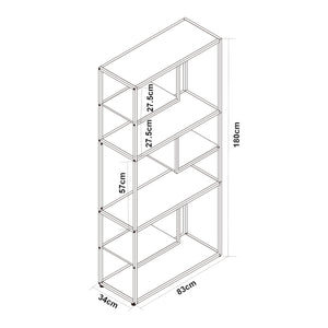 Scaffale da Terra Østre Libreria Alta 180x83x34 cm Nero / Effetto Noce [en.casa]