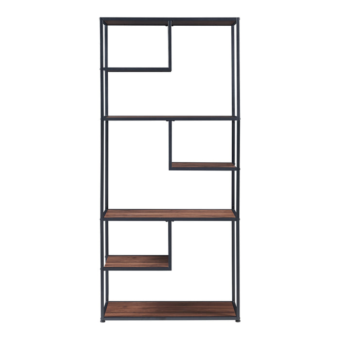 Scaffale da Terra Østre Libreria Alta 180x83x34 cm Nero / Effetto Noce [en.casa]