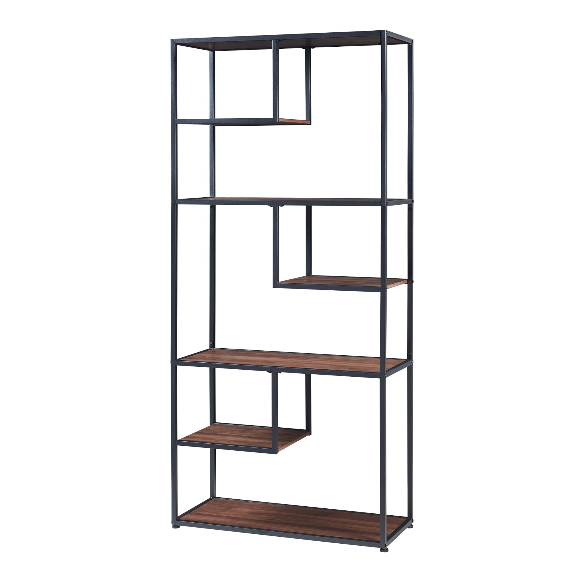 Scaffale da Terra Østre Libreria Alta 180x83x34 cm Nero / Effetto Noce [en.casa]