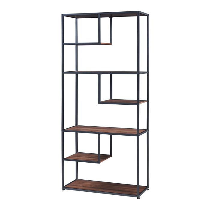 Scaffale da Terra Østre Libreria Alta 180x83x34 cm Nero / Effetto Noce [en.casa]