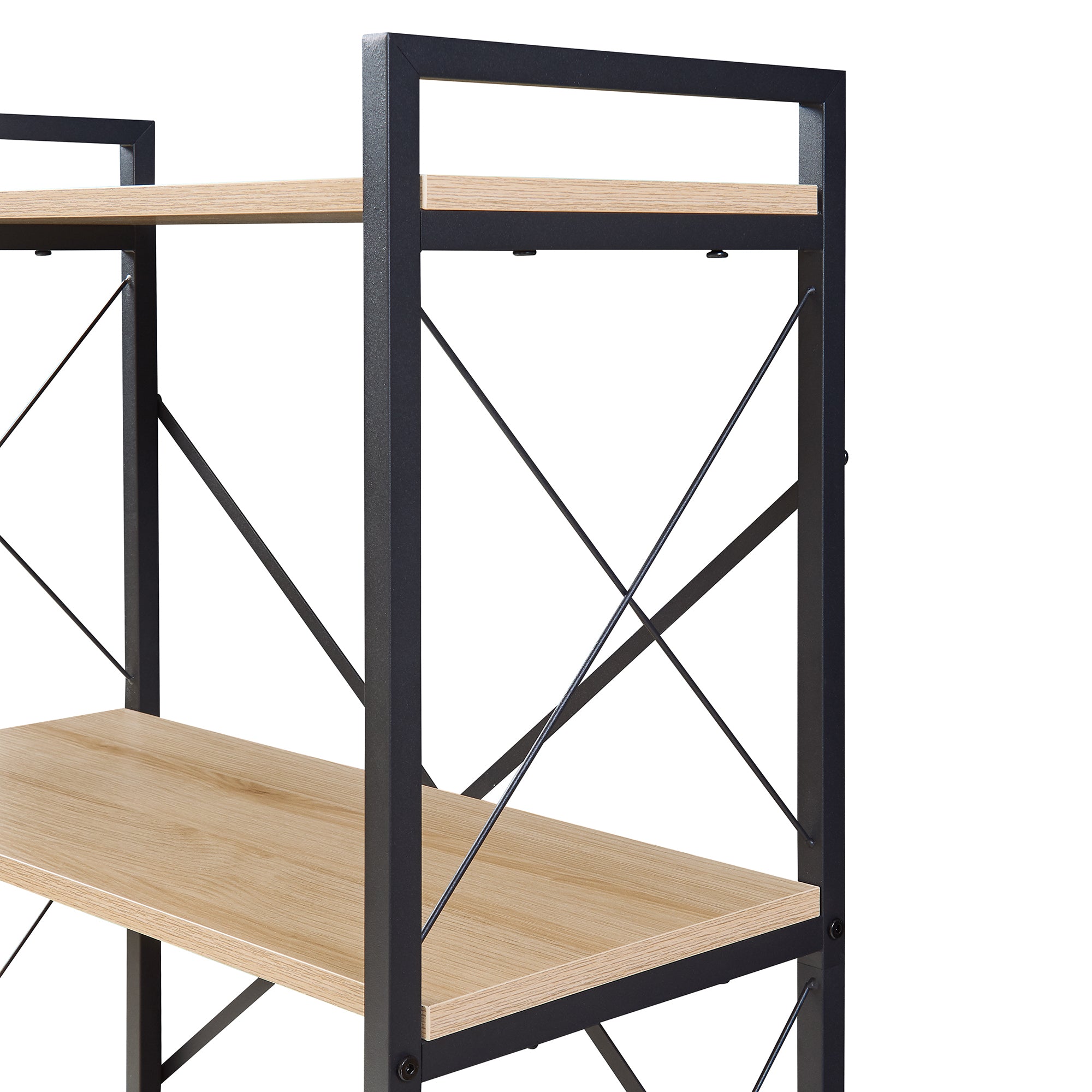 Libreria Skørping a 4 Ripiani Scaffale da Terra 125 x 65 x 30 cm - Nero / Effetto Rovere [en.casa]