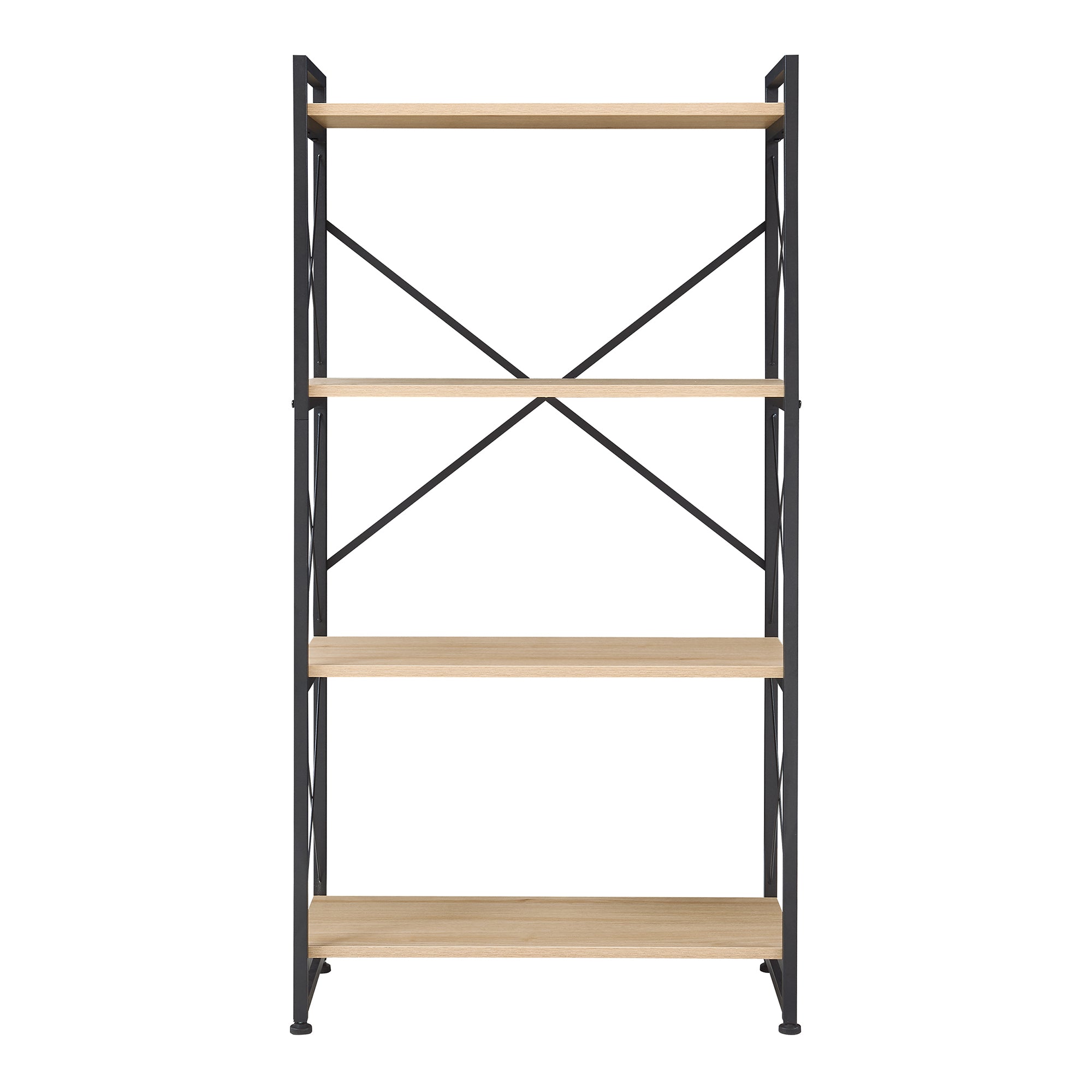 Libreria Skørping a 4 Ripiani Scaffale da Terra 125 x 65 x 30 cm - Nero / Effetto Rovere [en.casa]