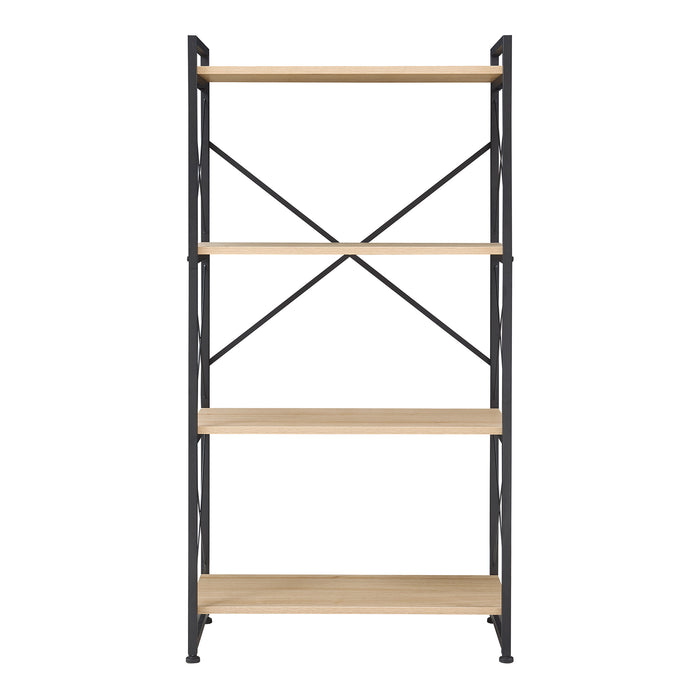 Libreria Skørping a 4 Ripiani Scaffale da Terra 125 x 65 x 30 cm - Nero / Effetto Rovere [en.casa]