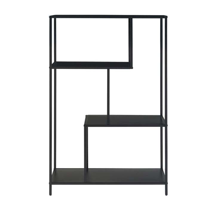 Scaffale Basso Reisjärvi a 4 Piani Acciaio - Nero opaco [en.casa]