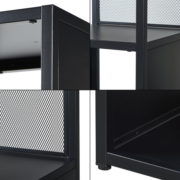 Scaffale da Terra Finspång Libreria in Acciaio 185 x 38 x 38 cm - Nero Opaco [en.casa]